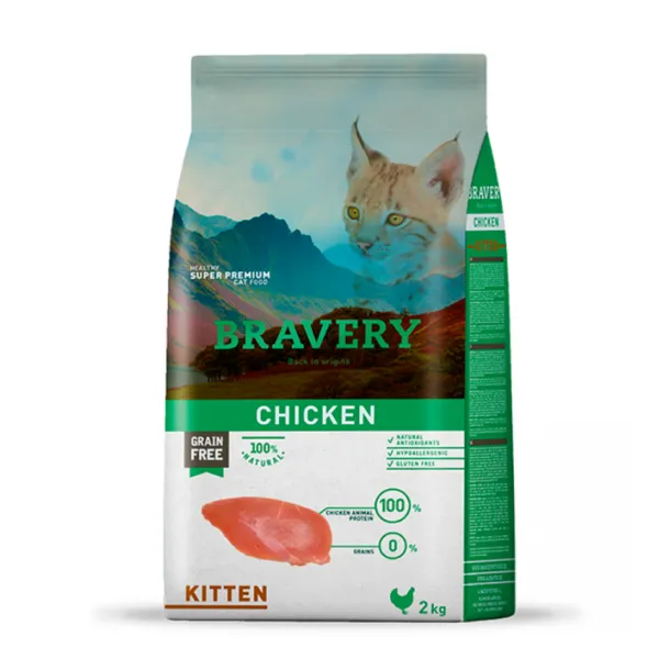 Discount Bravery Chicken Kitten 2 Kg Alimento Para Gato