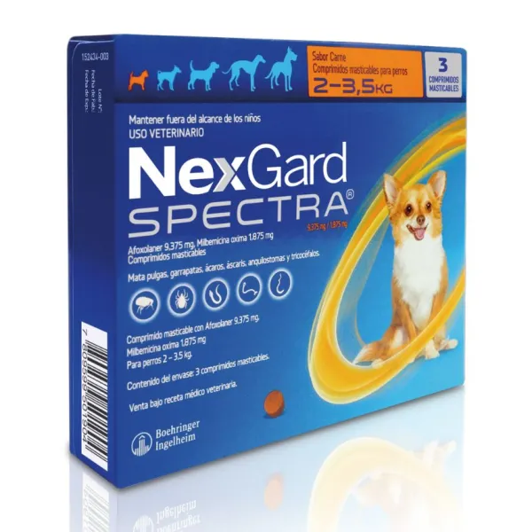 Nexgard Spectra Desparasitante 3Comp Para Perros De 2 A 3,5 Kg