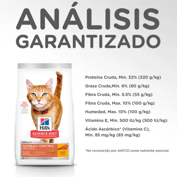 Clearance Hill's Hills Feline Adult Hairball Control Light 3.17 Kg