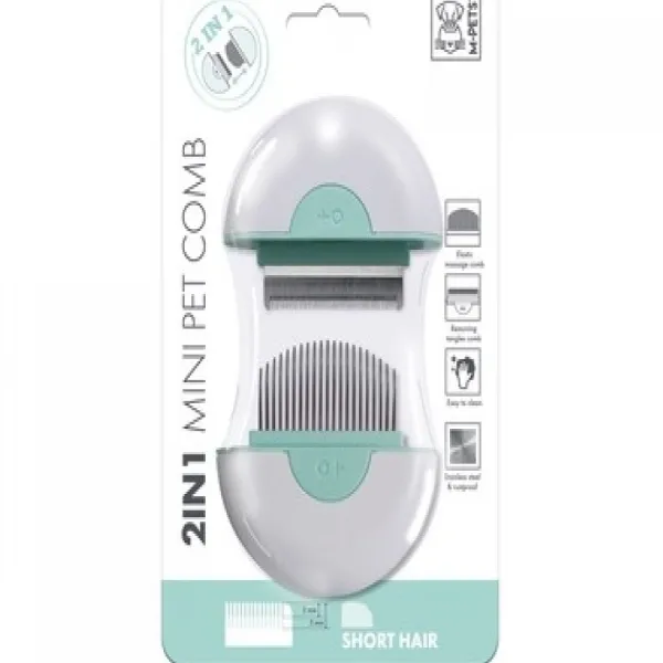Sale Mpets Mini Peine Para Mascotas 2 En 1 Para Pelo Corto - Verde