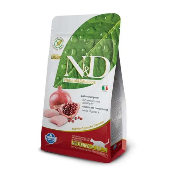 Online Natural&Delicious N&D Farmina Alimento Seco Pollo Y Granada Sin Granos Gatos Castrados