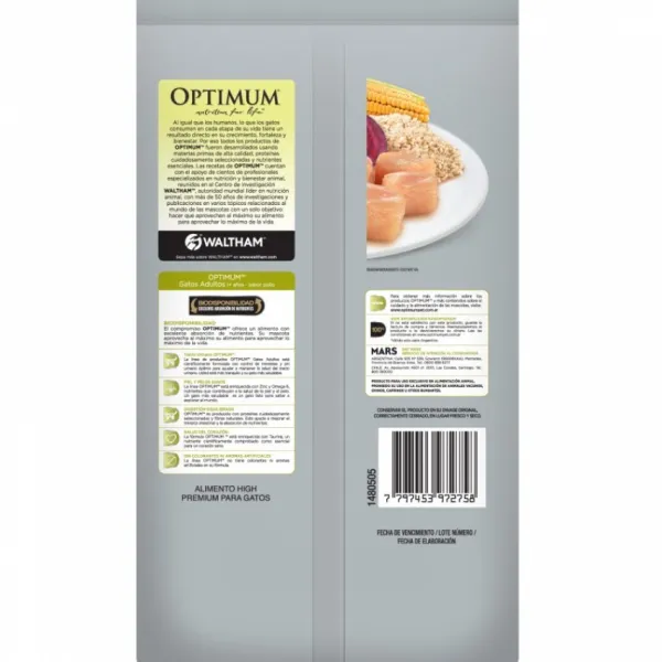 Hot Optimum Adulto Sabor Pollo Alimento Para Gatos
