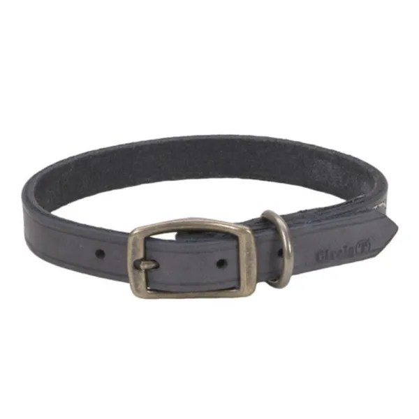 Discount Coastal Rustic Leather Town Dog Collar, Slate Grey 1" X 20"