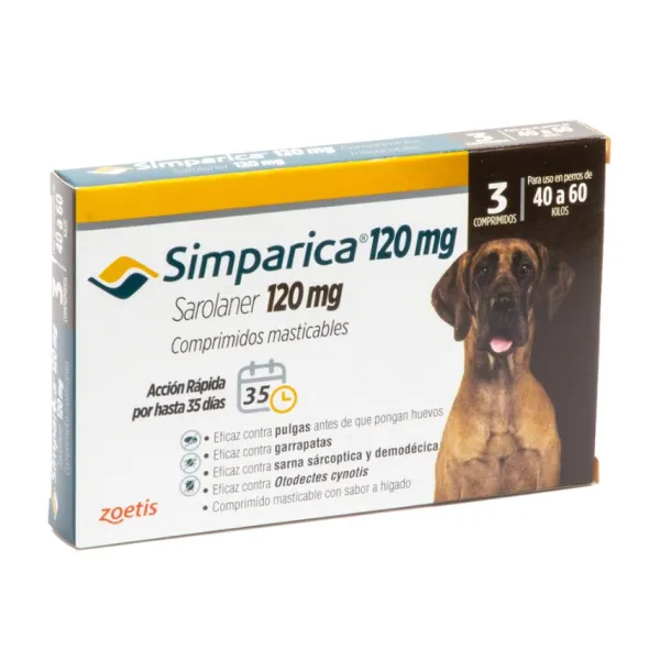 Clearance Simparica Antiparasitario Oral Masticable Para Perros De 40 A 60 Kg 3 Comprimidos