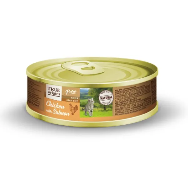 New True Origins Pure Cat Kitten Pollo Salm N Alimento H Medo Para Gatos 85 Gr