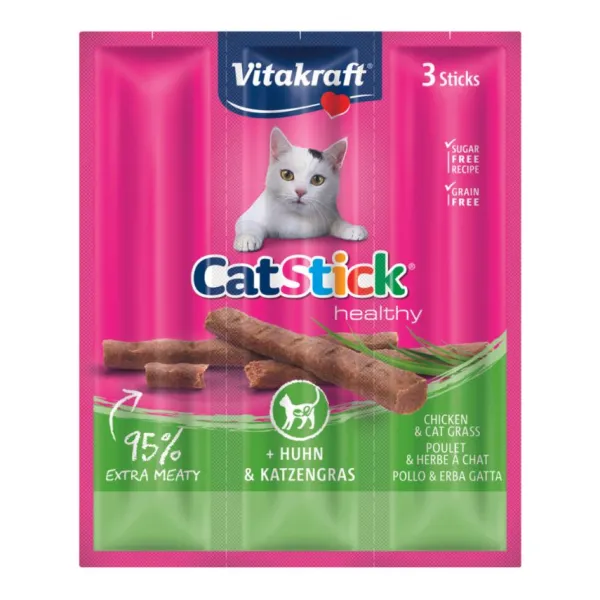 Hot Vitakraft Snack Cat Stick Pollo Y Cat Grass Unidad 18 Gr